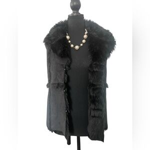 Vintage NILS Resort Black Suede Shearling Vest S | Ski Lodge Cabin-Core Winter